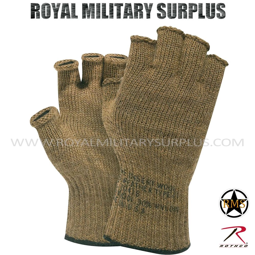 Glove Liners G.I. Fingerless Style (Wool) COYOTE BROWN